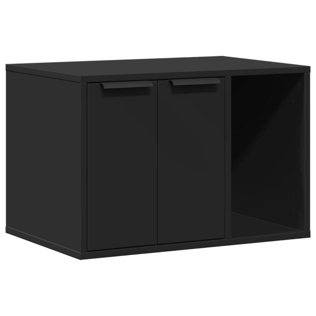 Recinto per Lettiera per Gatti Nero 60x40x40 cm in Truciolato 857725