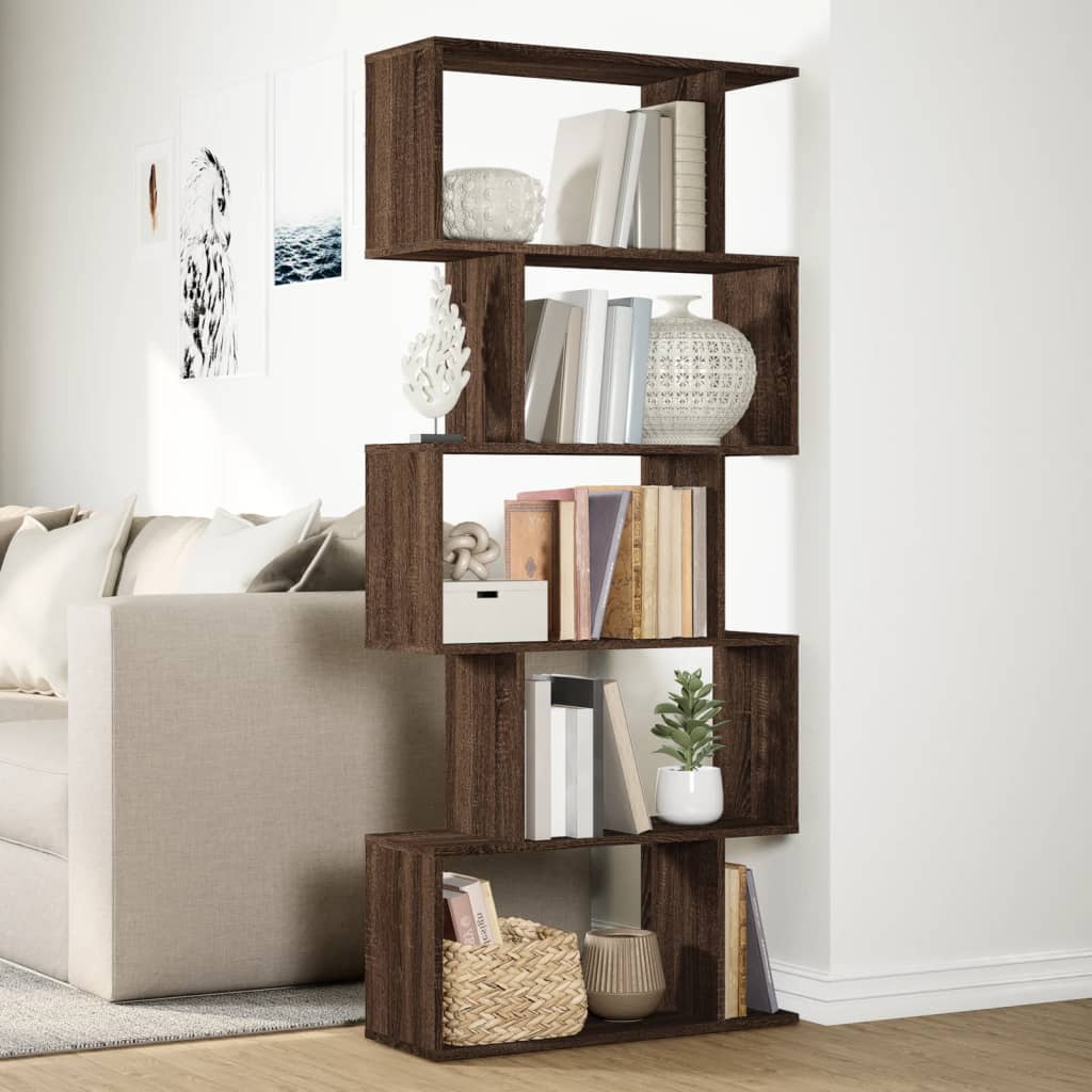 Libreria 5 Ripiani Rovere Marrone 70x24x161 cm in Truciolato 858099