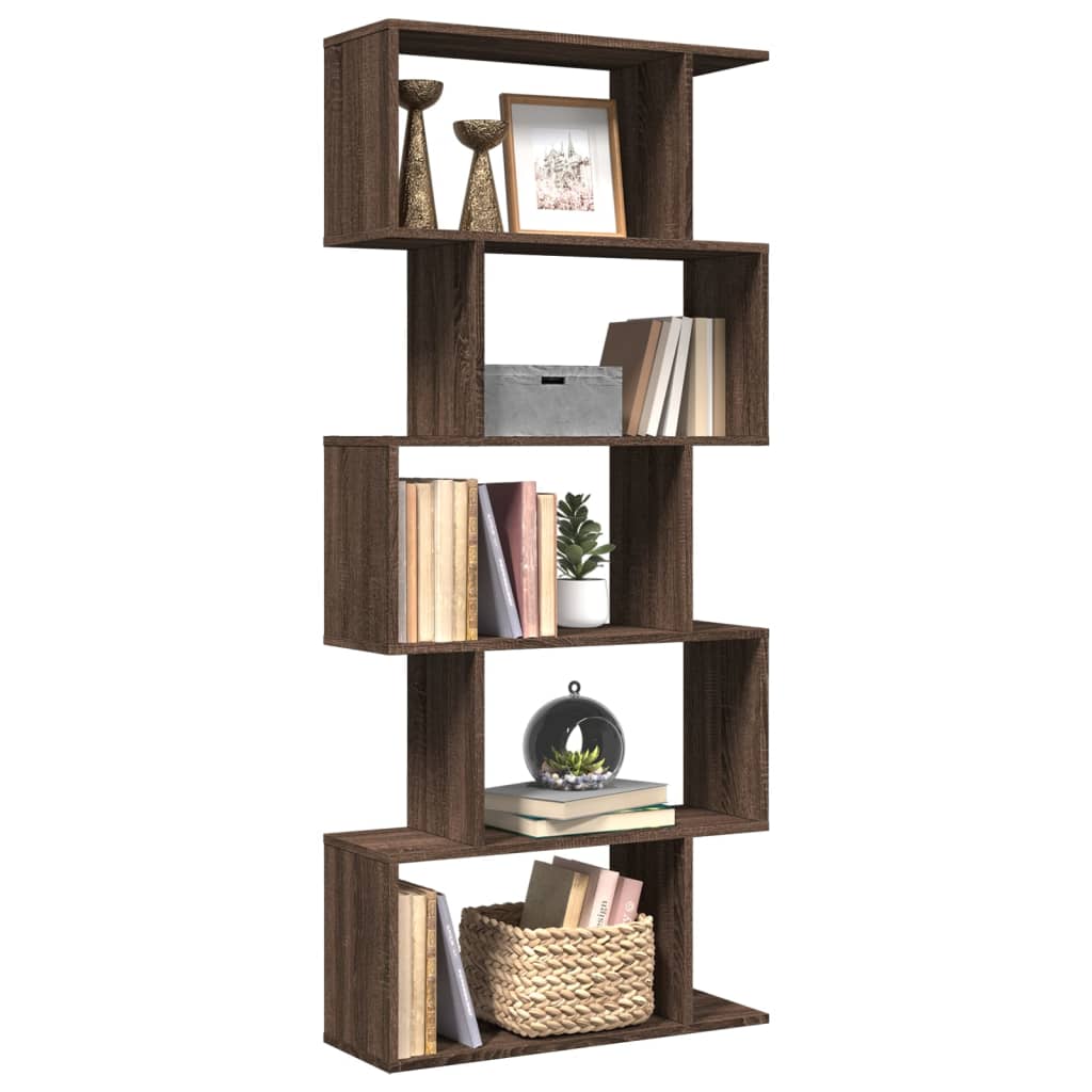 Libreria 5 Ripiani Rovere Marrone 70x24x161 cm in Truciolato 858099