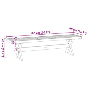 Panca Pranzo NOAIN Gambe a Forma X 180x40x45 cm Legno Massello 4100049