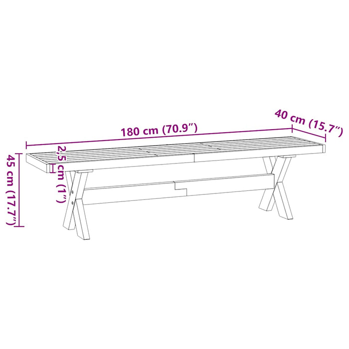 Panca Pranzo NOAIN Gambe a Forma X 180x40x45 cm Legno Massello 4100049