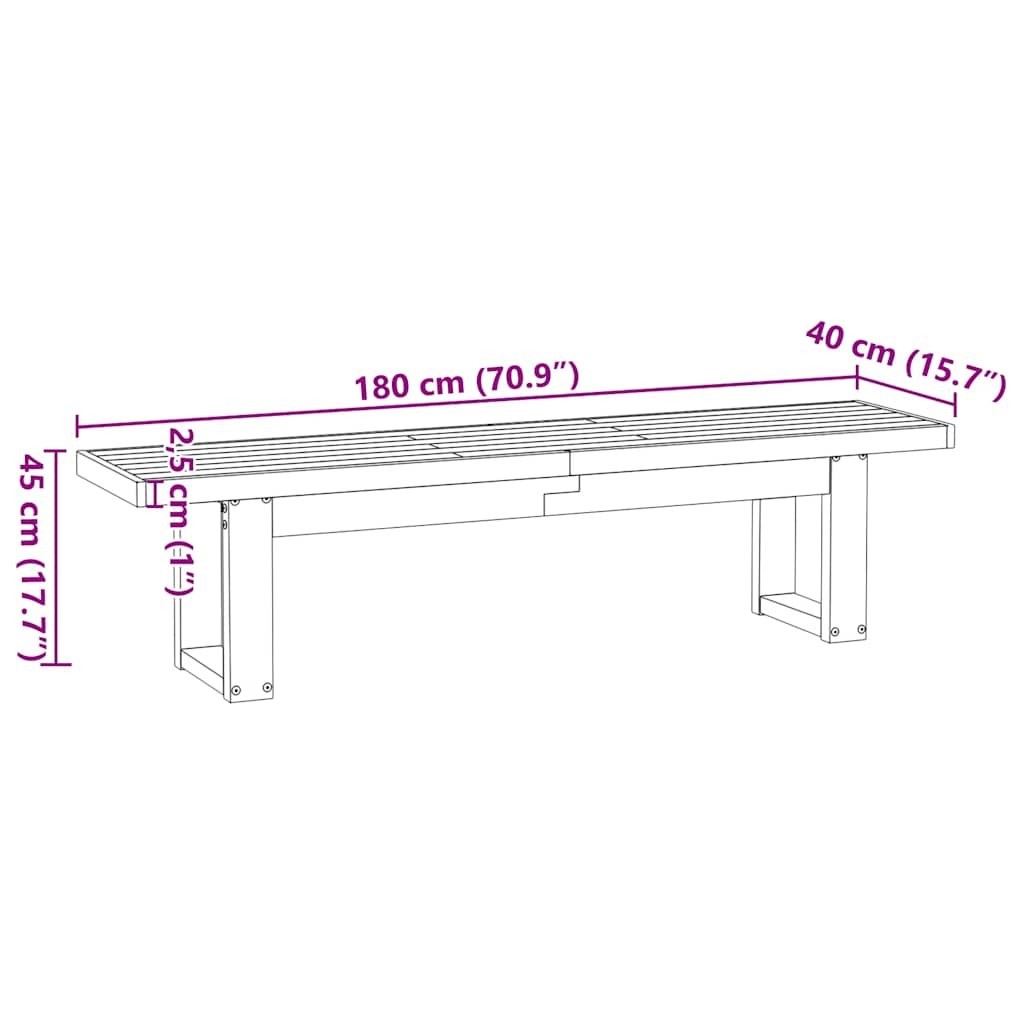 Panca Pranzo NOAIN Gambe a Forma U 180x40x45 cm Legno Massello 4100050