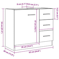 Mobile Sottolavabo Grigio Cemento 63x30x54 cm Legno Multistrato 858318