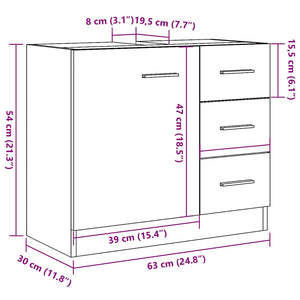 Mobile Sottolavabo Grigio Cemento 63x30x54 cm Legno Multistrato 858318