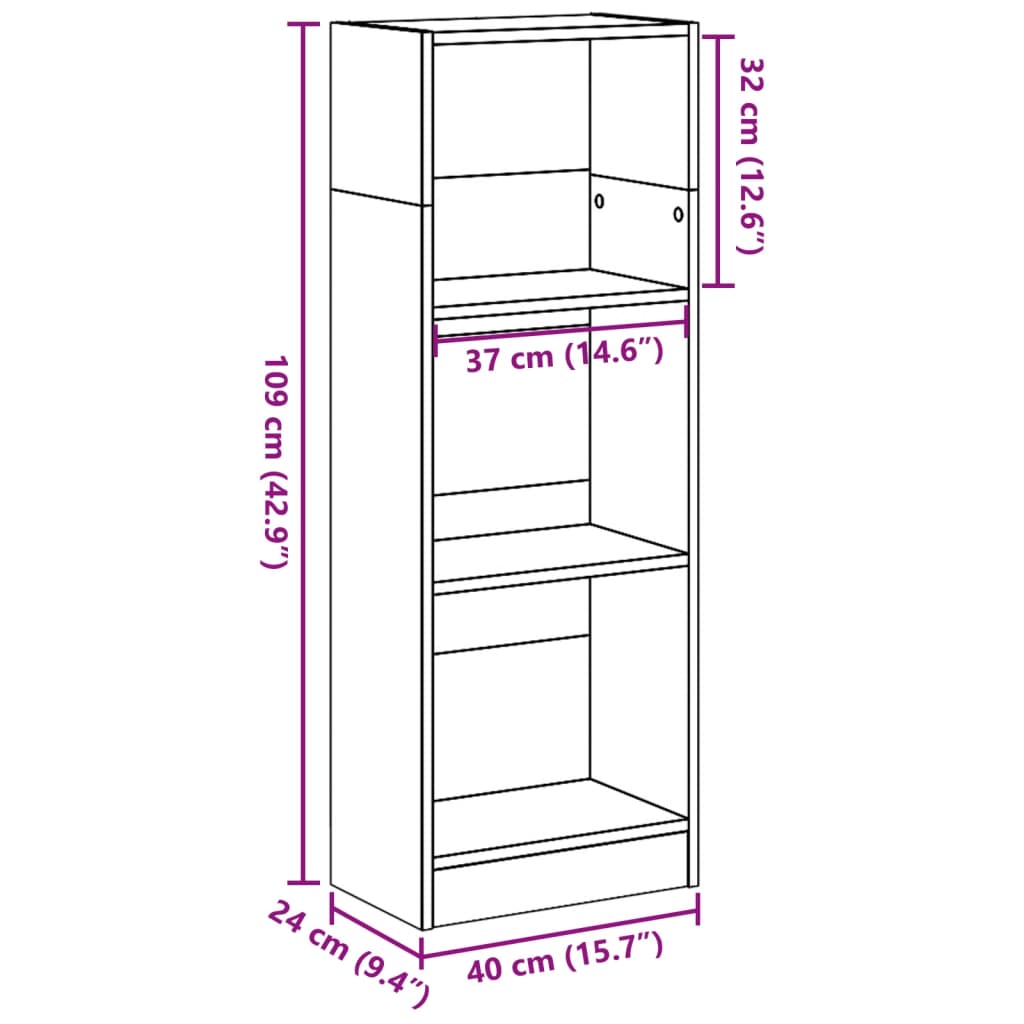 Libreria Nera 40x24x109 cm in Truciolato 857775