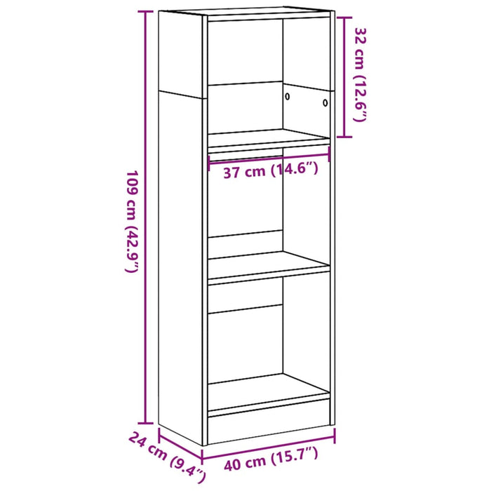 Libreria Nera 40x24x109 cm in Truciolato 857775