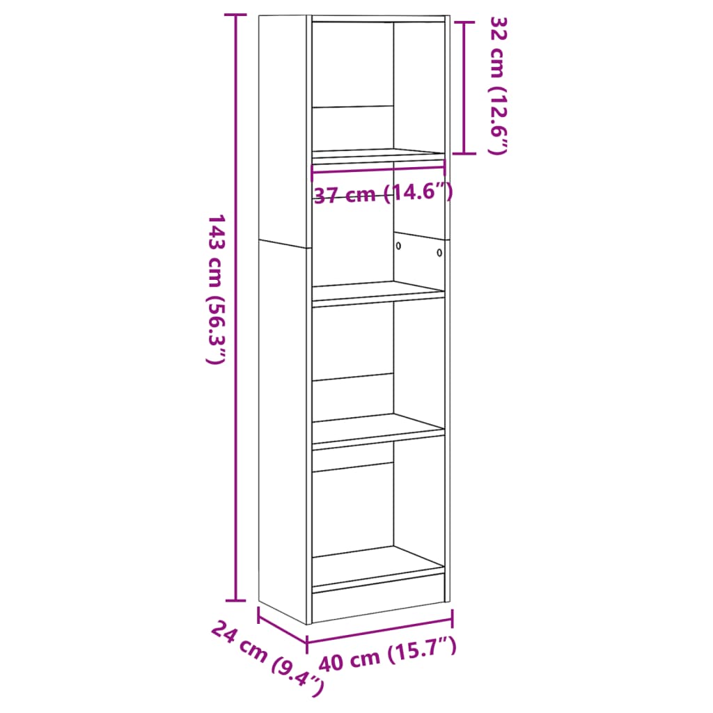 Libreria Grigio Cemento 40x24x143 cm in Truciolato 857786