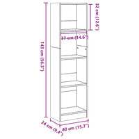 Libreria Grigio Cemento 40x24x143 cm in Truciolato 857786