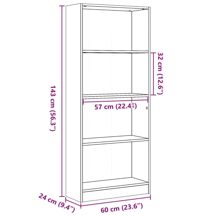 Libreria Rovere Sonoma 60x24x143 cm in Legno Multistrato 857814