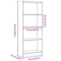 Libreria Legno Antico 60x24x143 cm in Legno Multistrato 857819