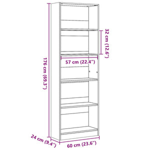 Libreria Grigio Cemento 60x24x176 cm in Legno Multistrato 857824