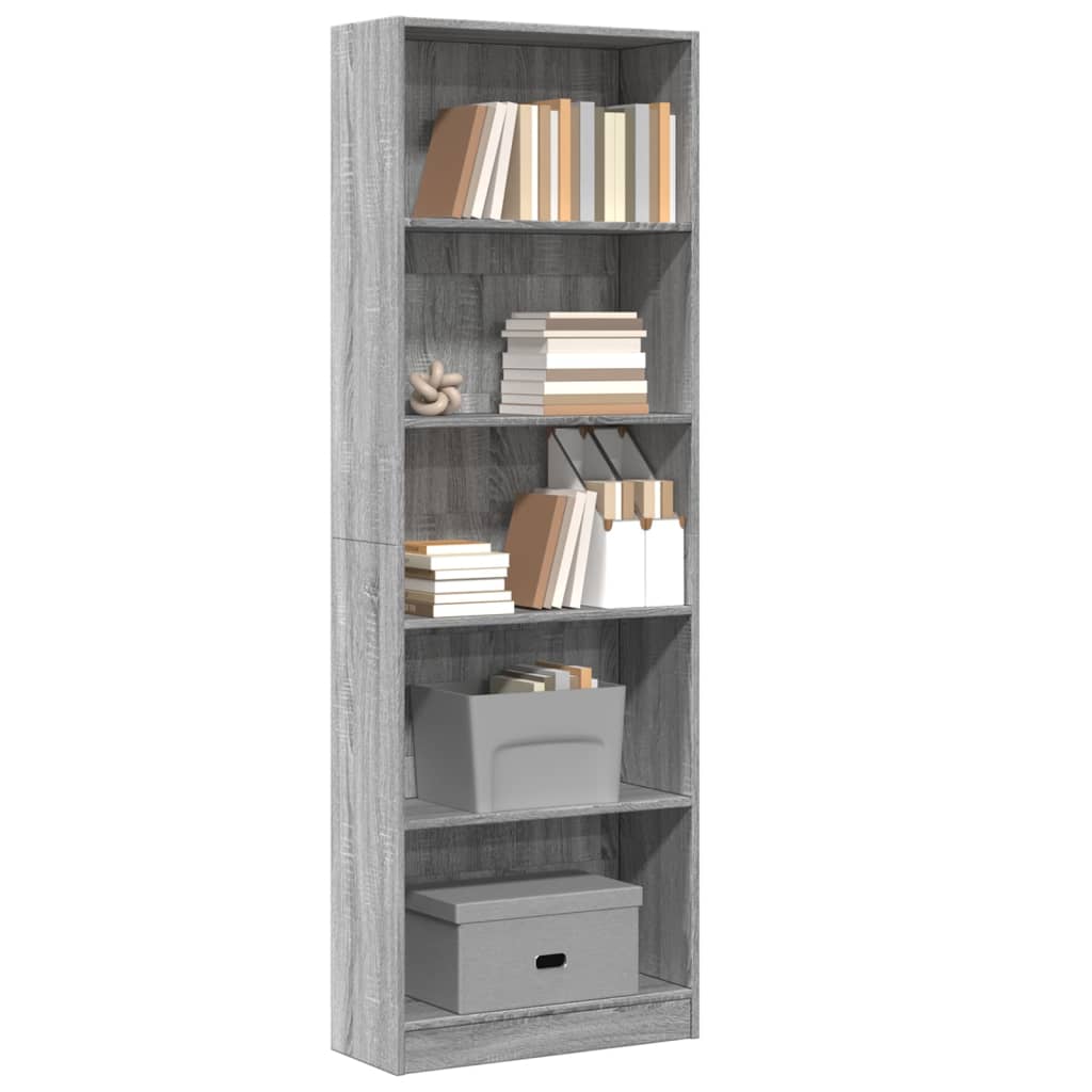 Libreria Grigio Sonoma 60x24x176 cm in Legno Multistrato 857826