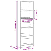 Libreria Rovere Marrone 60x24x176 cm in Legno Multistrato 857827