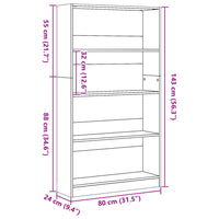 Libreria Rovere Sonoma 80x24x143 cm in Legno Multistrato 857846