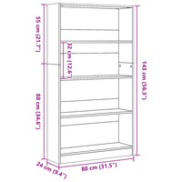 Libreria Grigio Sonoma 80x24x143 cm in Legno Multistrato 857849