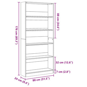 Libreria Rovere Artigianale 80x24x176 cm in Legno Multistrato 857861