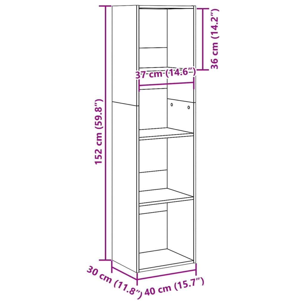 Libreria Rovere Sonoma 40x30x152 cm in Legno Multistrato 857878