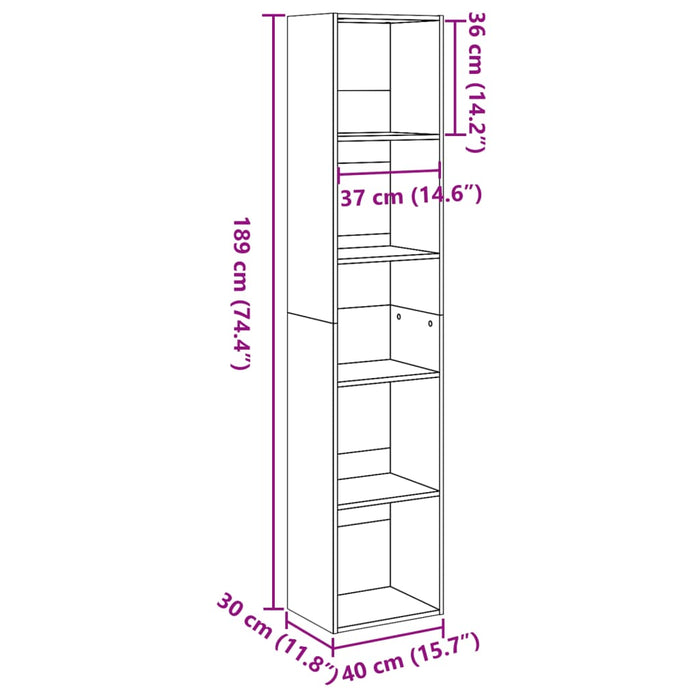 Libreria Grigio Sonoma 40x30x189 cm in Legno Multistrato 857890