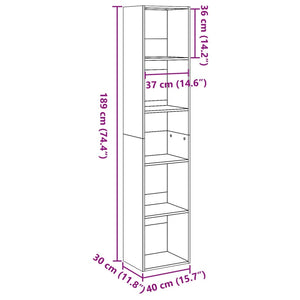 Libreria Rovere Artigianale 40x30x189 cm in Legno Multistrato 857893