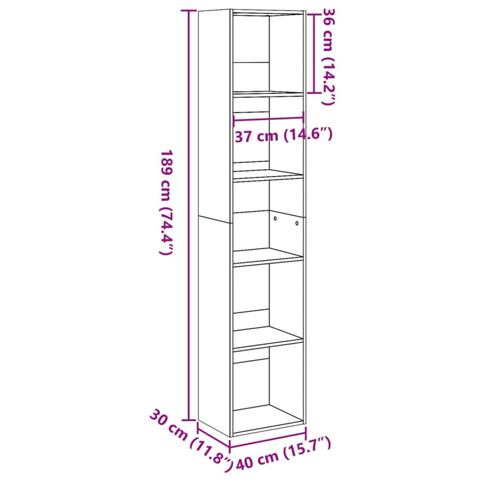 Libreria Rovere Artigianale 40x30x189 cm in Legno Multistrato 857893