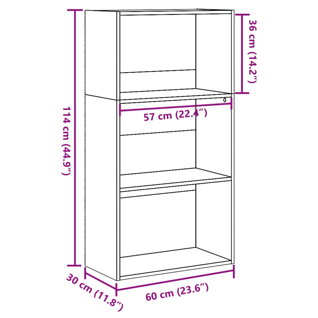 Libreria Nera 60x30x114 cm in Legno Multistrato 857900