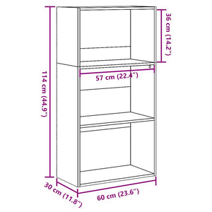 Libreria Grigio Cemento 60x30x114 cm in Legno Multistrato 857902