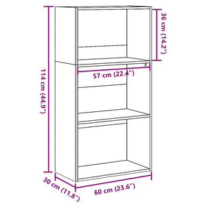 Libreria Rovere Fumo 60x30x114 cm in Legno Multistrato 857903