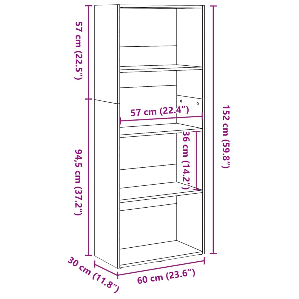 Libreria Bianca 60x30x152 cm in Legno Multistrato 857908