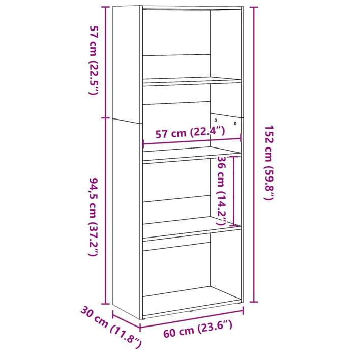 Libreria Grigio Sonoma 60x30x152 cm in Legno Multistrato 857913