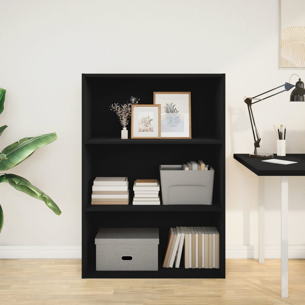 Libreria Nera 80x30x114 cm in Legno Multistrato 857932