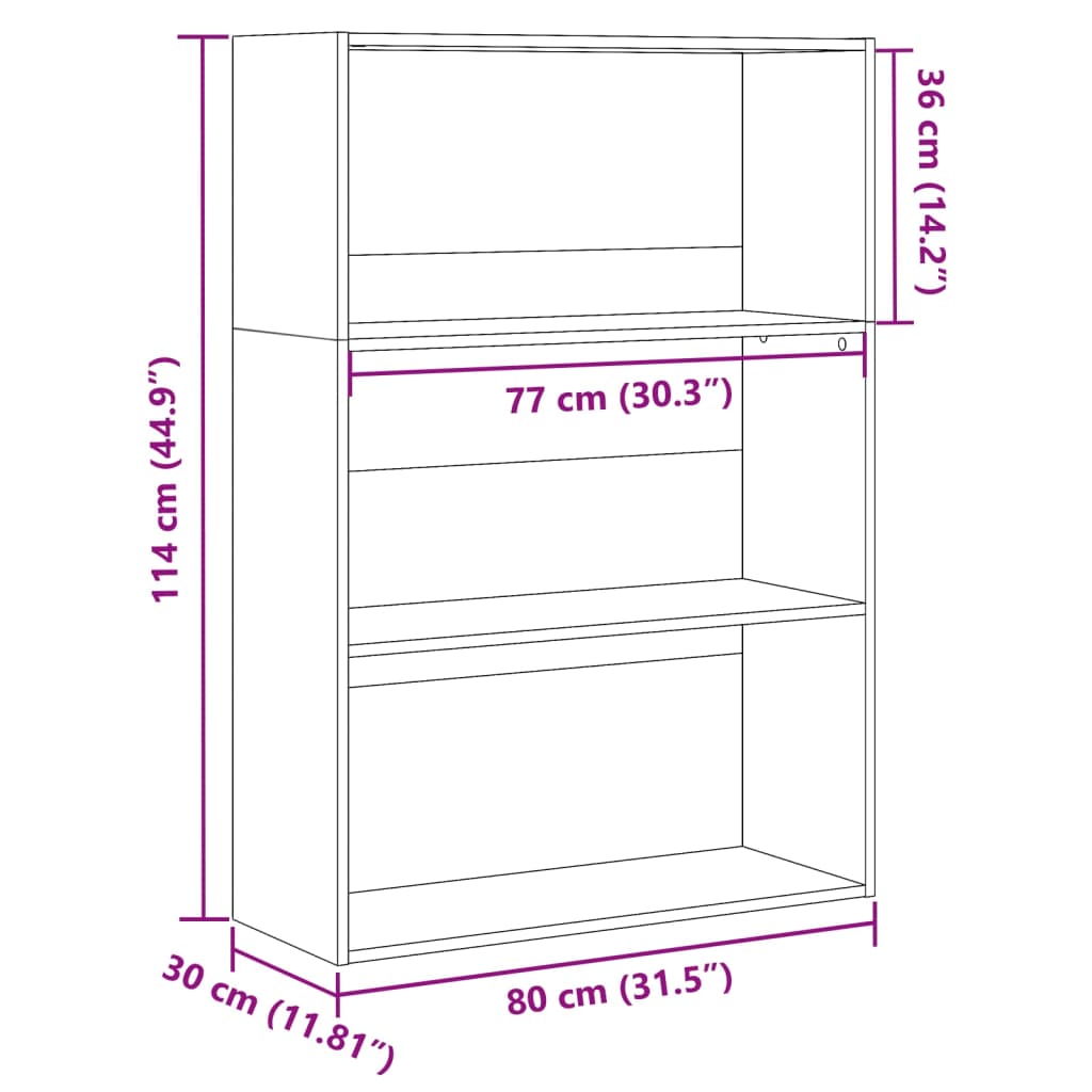 Libreria Nera 80x30x114 cm in Legno Multistrato 857932