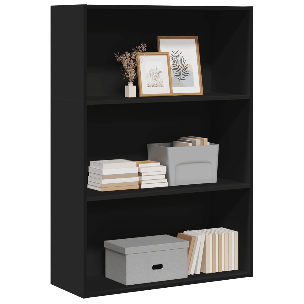 Libreria Nera 80x30x114 cm in Legno Multistrato 857932