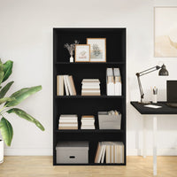 Libreria Nera 80x30x152 cm in Legno Multistrato 857941