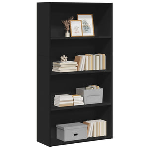 Libreria Nera 80x30x152 cm in Legno Multistrato 857941