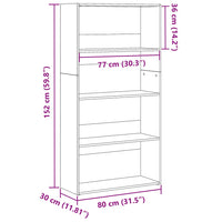 Libreria Rovere Sonoma 80x30x152 cm in Legno Multistrato 857942