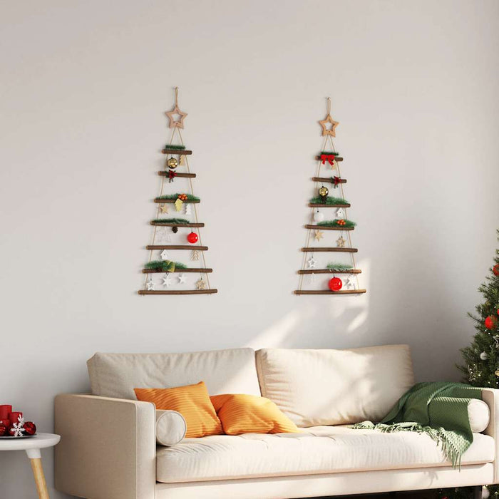 Alberi di Natale Sospesi con Stelle 2 pz 42x90 cm Ramo Naturale 4101009