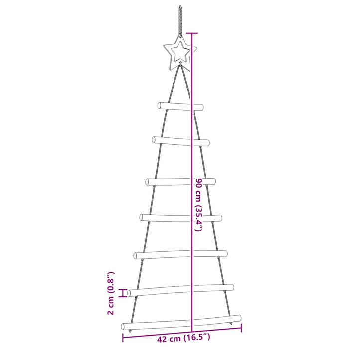 Alberi di Natale Sospesi con Stelle 2 pz 42x90 cm Ramo Naturale 4101009