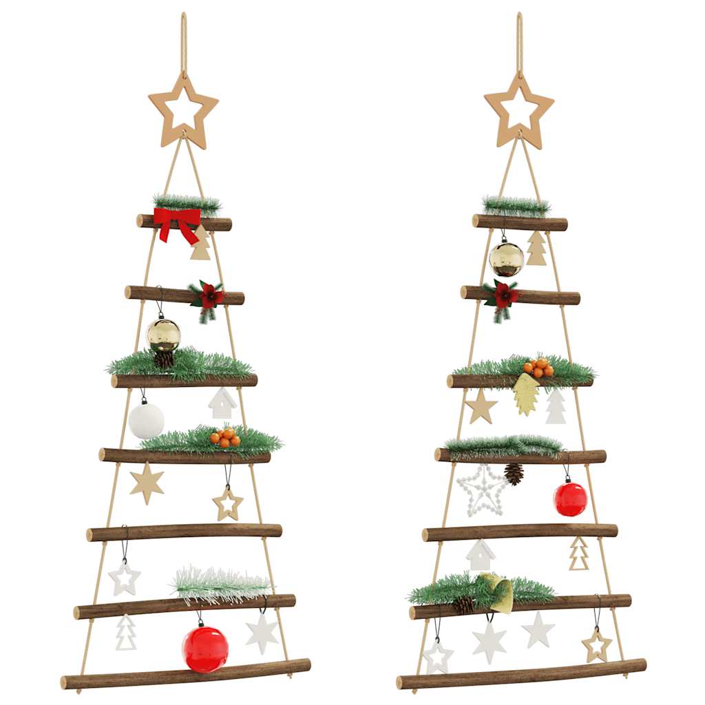 Alberi di Natale Sospesi con Stelle 2 pz 42x90 cm Ramo Naturale 4101009