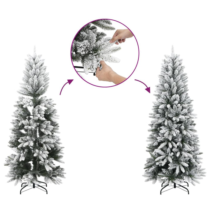 Albero di Natale Artificiale con 150 LED e Neve Fioccata 150 cm 3315769