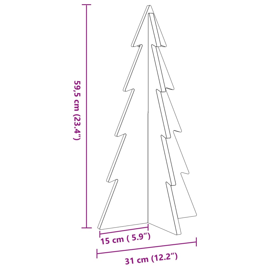 Albero di Natale Decorativo in Legno 59,5cm Legno Massello Pino 858165