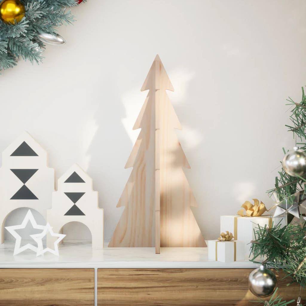 Albero di Natale Decorativo in Legno 59,5cm Legno Massello Pino 858165