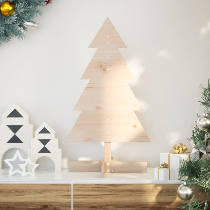 Albero di Natale Decorativo in Legno 80 cm Legno Massello Pino 858183