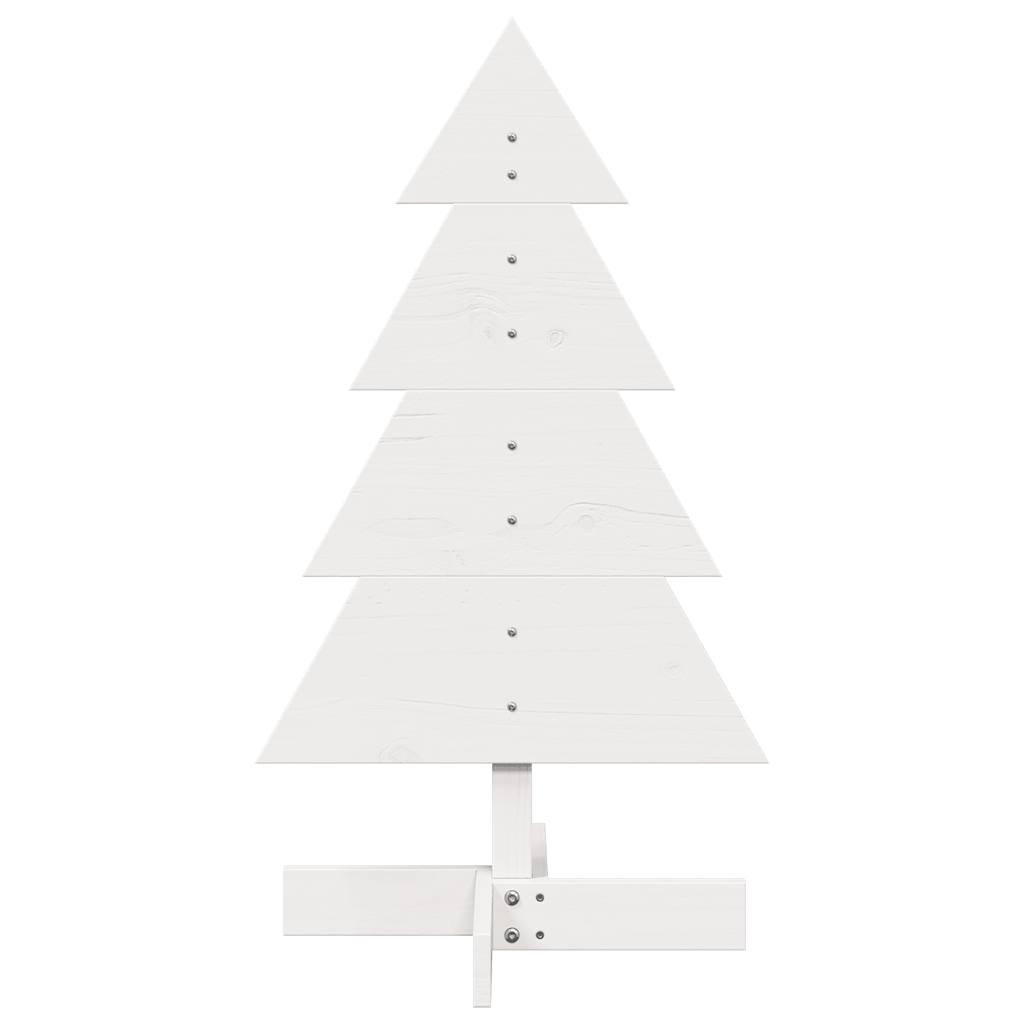 Albero di Natale Decorativo Bianco 80 cm Legno Massello di Pino 858184