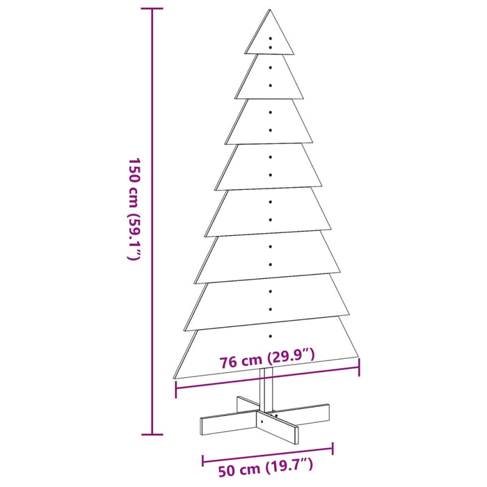 Albero di Natale Decorativo in Legno 150 cm Legno Massello Pino 858192