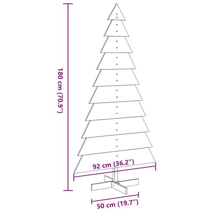 Albero di Natale Decorativo in Legno 180 cm Legno Massello Pino 858195