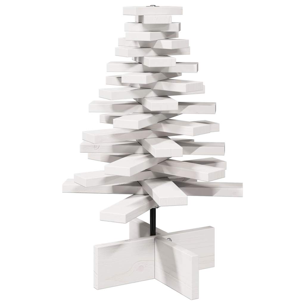 Albero di Natale Decorativo Bianco 60 cm Legno Massello di Pino 858199