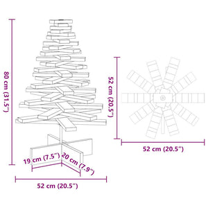 Albero di Natale Decorativo Bianco 80 cm Legno Massello di Pino 858202