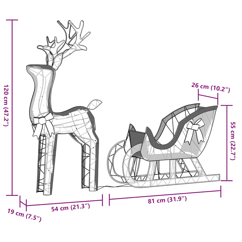 Decorazione Natalizia Renna e Slitta 100 LED Bianco Freddo 4019493
