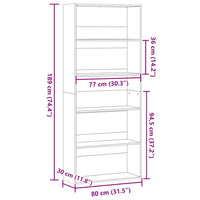 Libreria Rovere Sonoma 80x30x189 cm in Legno Multistrato 3314671