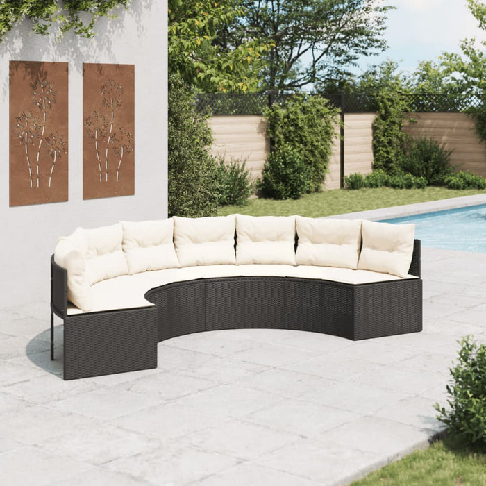 Divano da Giardino con Cuscini Semicircolare in Polyrattan 3318522